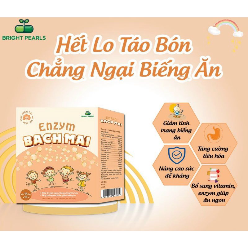 Liệu Trình 3 hộp Men sống Bạch Mai plus, Emzym liquid mẫu mới _ dùng cho trẻ táo bón và đi ngoài