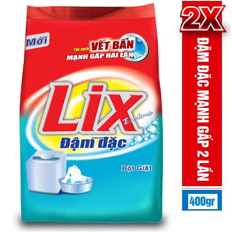 Bột Giặt LIX Extra Đậm Đặc 400G - Tẩy Sạch Vết Bẩn Mạnh Gấp 2 Lần