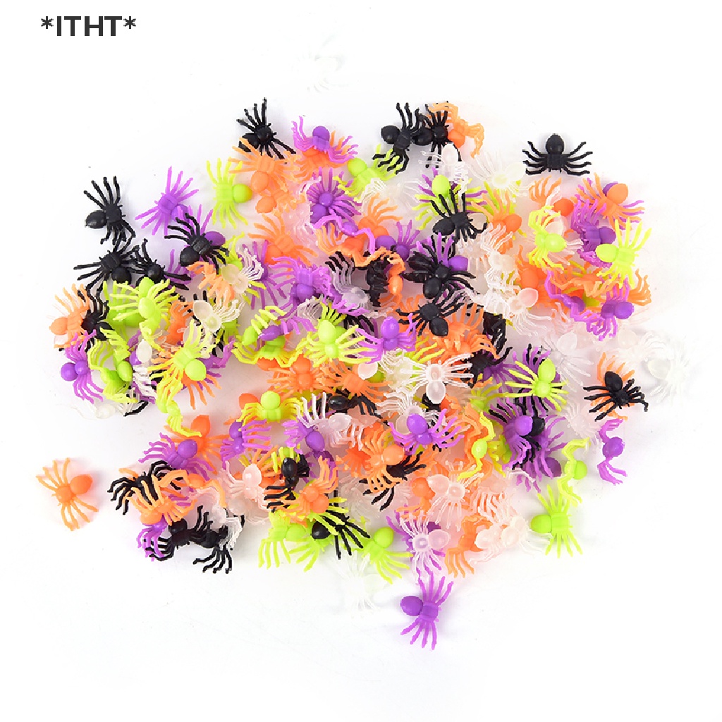 Set 200 Nhện Nhựa Mini Nhiều Màu Sắc Dùng Trang Trí Halloween