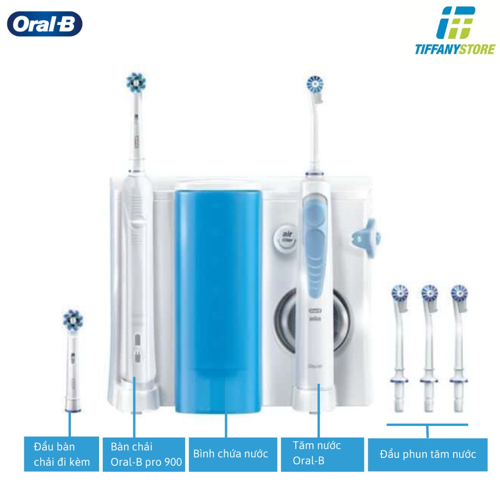 Tăm nước Oral B Smart 5000 tích hợp bàn chải điện Oral B Pro 2000 kèm 6 đầu thay thế - Shop Viloet