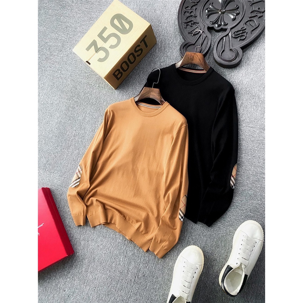 Áo len nam thời trang Burberry BBR kiểu dáng trẻ trung, phần khủy tay thiết kế độc đáo