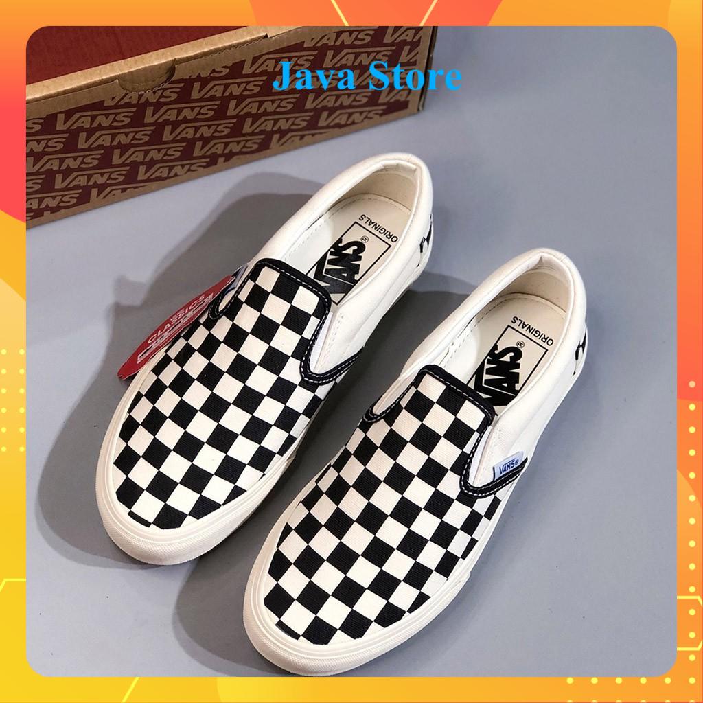 Giày Thể Thao Vans Caro Lười Slip On Nam Nữ Lót Da Cao Cấp [ Full Box + Bill ]