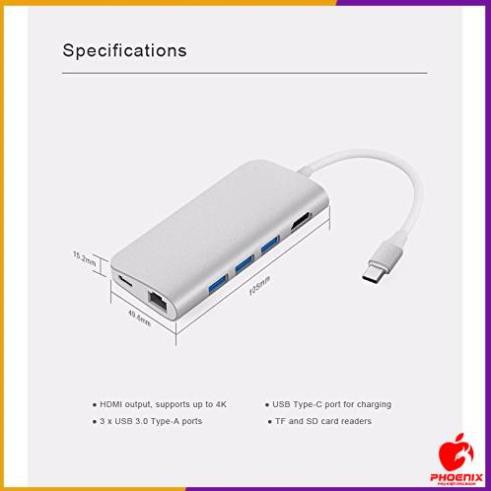 Cáp Usb Type C Chính hãng Letouch Multi Port Adapter 8 in 1 (xám)