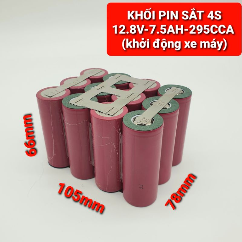 Achun.vn  - PIN LITHIUM SẮT 4S - 12.8V - 7.5AH - 295CCA - 12 Cell 26650- Khởi động xe máy