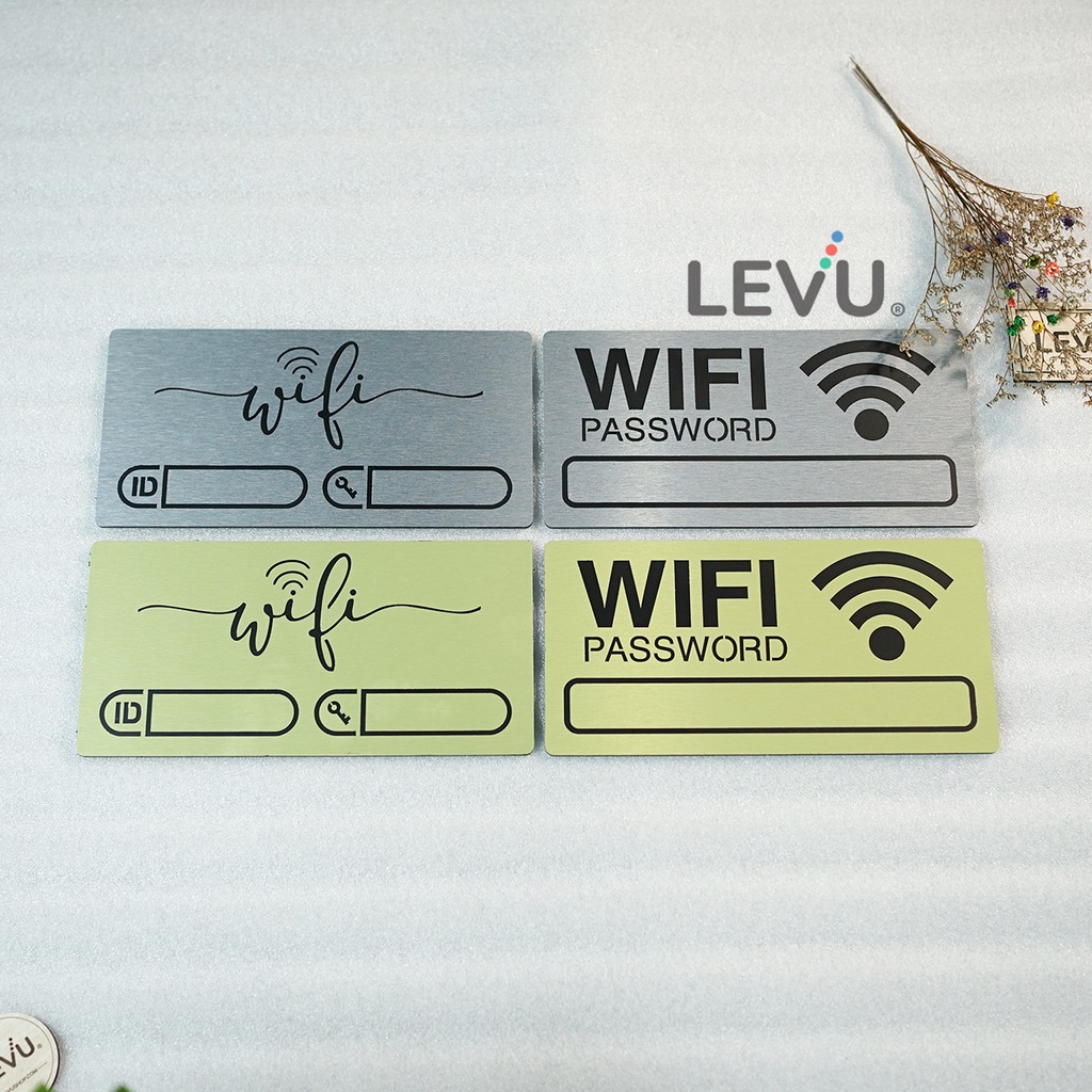 Bảng Wifi decor ghi thông tin wifi bằng nhôm alu cao cấp dán tường trang trí Sbtech 12x24cm