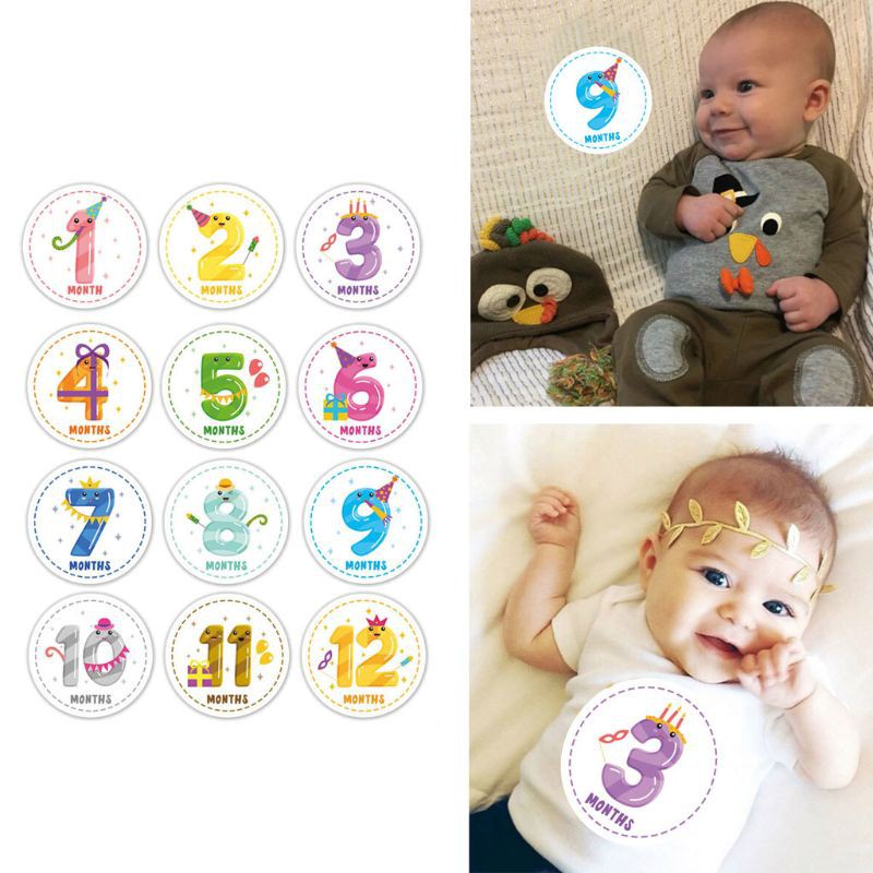 WIT Baby Monthly Milestone Sticker Belly Decals Shower Gift Scrapbook Photo Keepsake