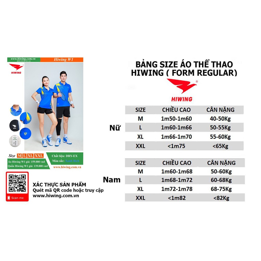 Áo cầu lông 𝗙𝗿𝗲𝗲 𝘀𝗵𝗶𝗽 áo cầu lông nam nữ Hiwwing W1 - Bull Sport VN