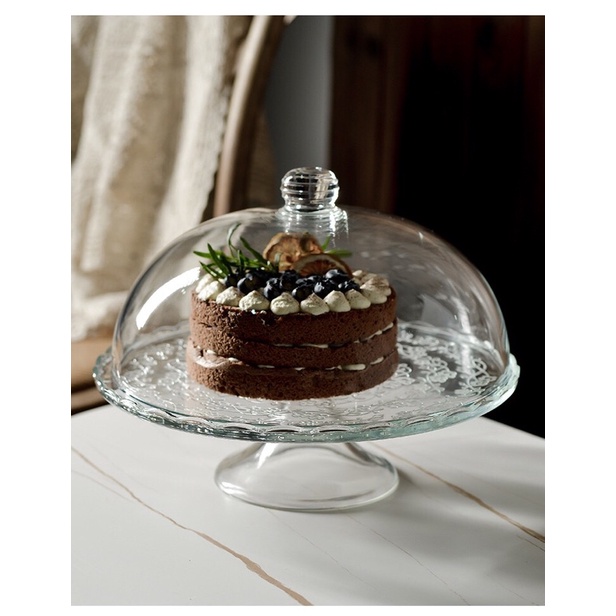 Khay đựng,chụp bánh kem thủy tinh Borosilicate - Trang trí tiệc phong cách Phương Tây