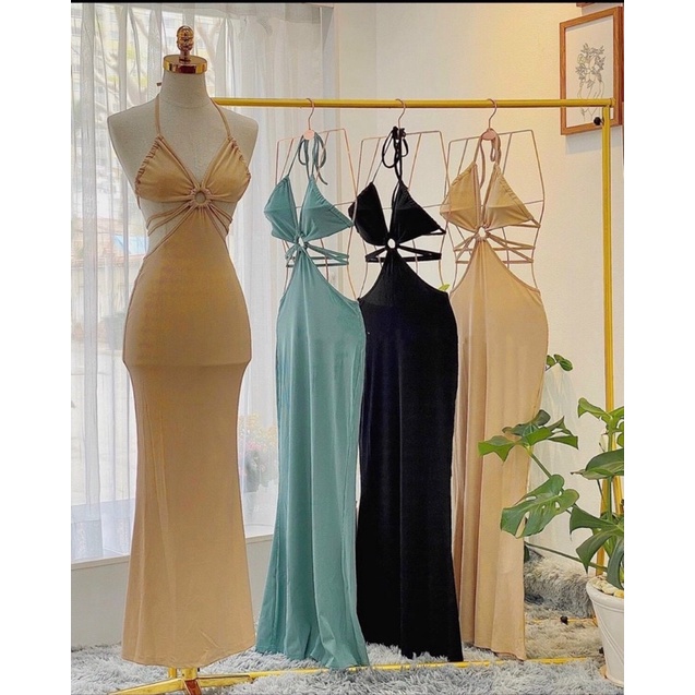 Đầm dây khoét ngực nhiều màu, buộc dây sexy L8Y alohashop91