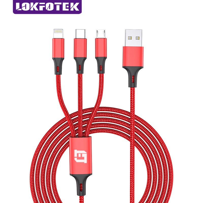 Cáp sạc LokFoTek C02 dài 1.2M kết nối cổng micro USB Type-C Lightning đa năng tiện dụng 3 tr thumbnail