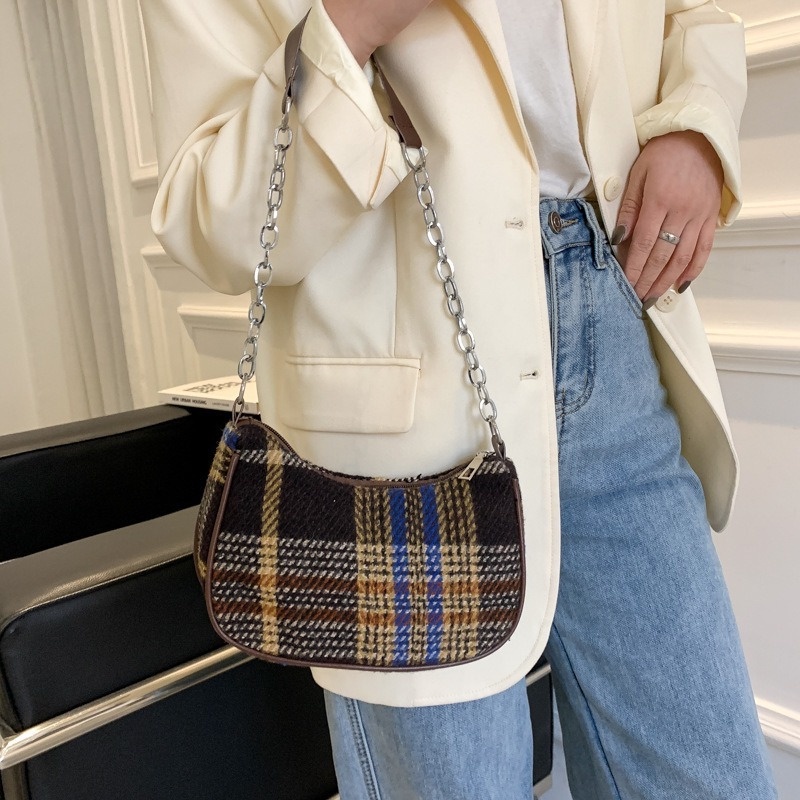 Túi tote Đeo Vai / Đeo Cánh Tay Cỡ Lớn Họa Tiết Kẻ Sọc Chất Liệu canvas Thời Trang Thu Đông NB00357