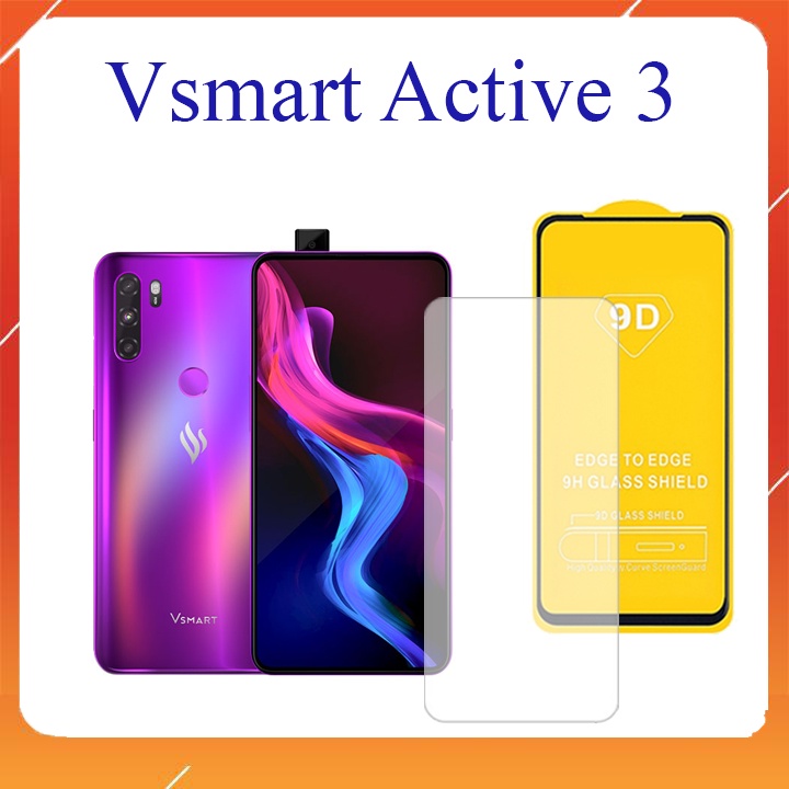 Kính Cường Lực Vsmart Active 3 Full Màn trong suốt độ bền cao chống trầy xước rơi vỡ tặng kèm khăn lau màn hình