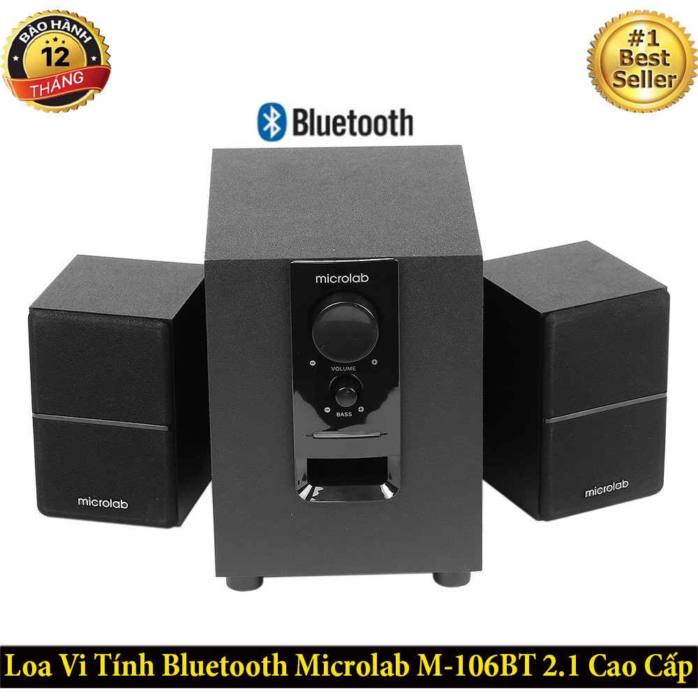 Loa Vi Tính Bluetooth Microlab M-106BT 2.1, Thiết Kế Đơn Giản, Đẹp Mắt, Thời Thượng, Kết Nối Đa Dạng, Loa Siêu Trầm.