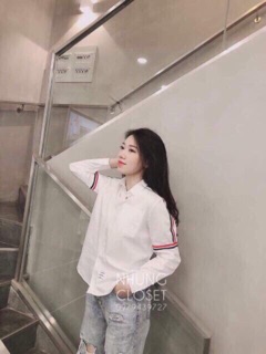 Sơmi kate lụa Hàn quốc tay chạy sọc