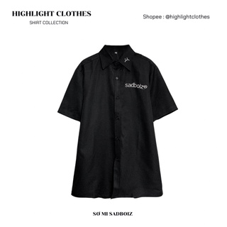 Áo sơ mi thêu chữ sadboi form rộng unisex nam nữ