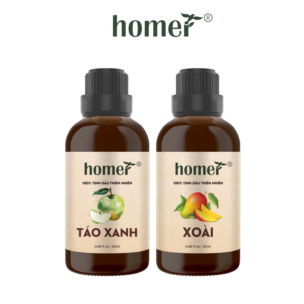 Combo 2 tinh dầu Táo Xanh + Xoài Homer 20ml/chai
