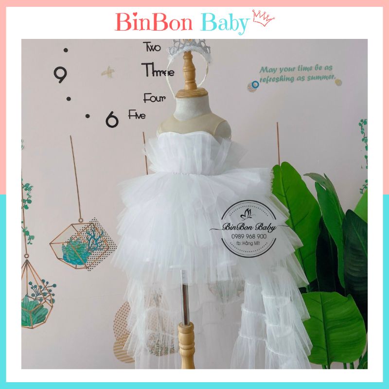 Váy công chúa cho bé BinBon Baby, đầm công chúa đuôi công cho bé gái