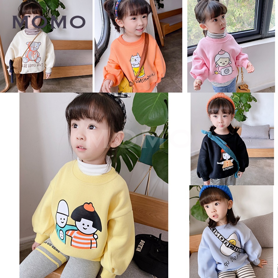 Áo sweater lót nhung in hình xinh xắn cho bé 1-6 tuổi