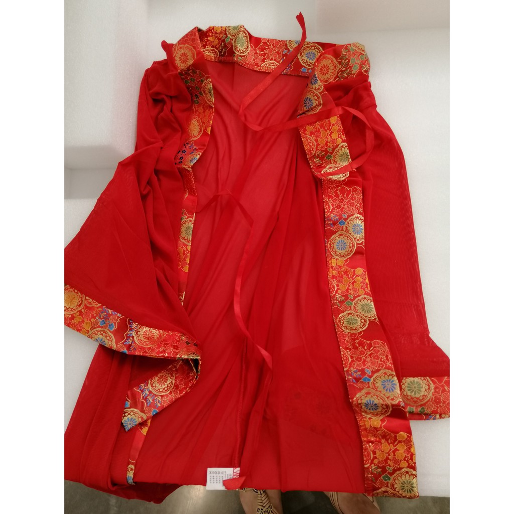 Set Váy Ngủ Ren Lưới Cosplay Cô Gái Trung Hoa Yếm Đỏ Kèm Áo Choàng Ren Lưới Quyến Rũ | BigBuy360 - bigbuy360.vn