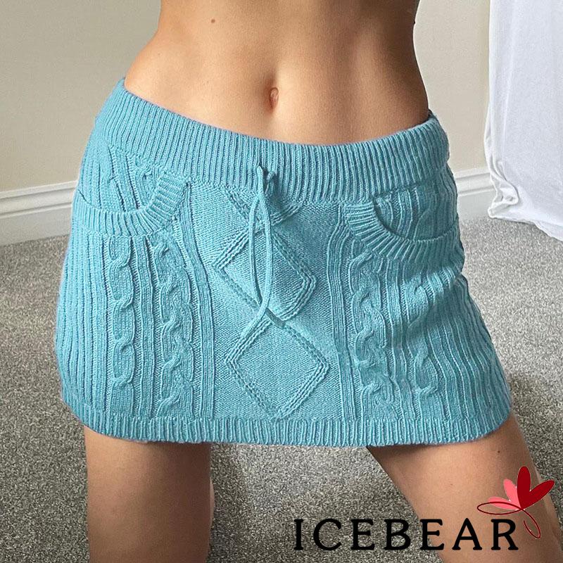 Chân Váy Dệt Kim Lưng Cao Màu Sắc Đơn Giản Cho Nữ