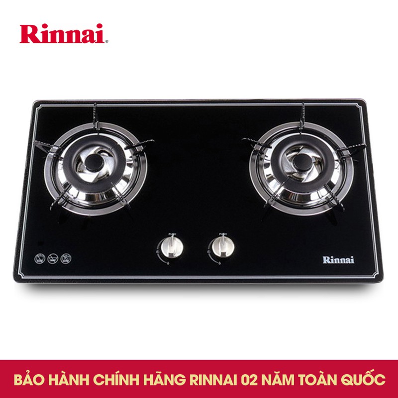 Bếp gas âm Rinnai RVB-2BG(B)N Mặt kính cường lực, đánh lửa IC, ngắt gas tự động