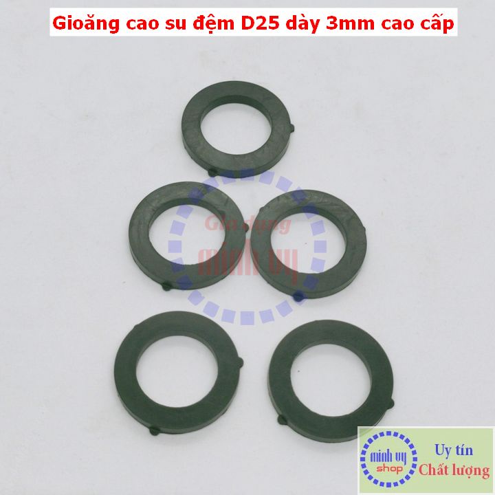 Combo 5 cái - Gioăng đệm cao su đen D25 dày 3mm - ron đệm cao su