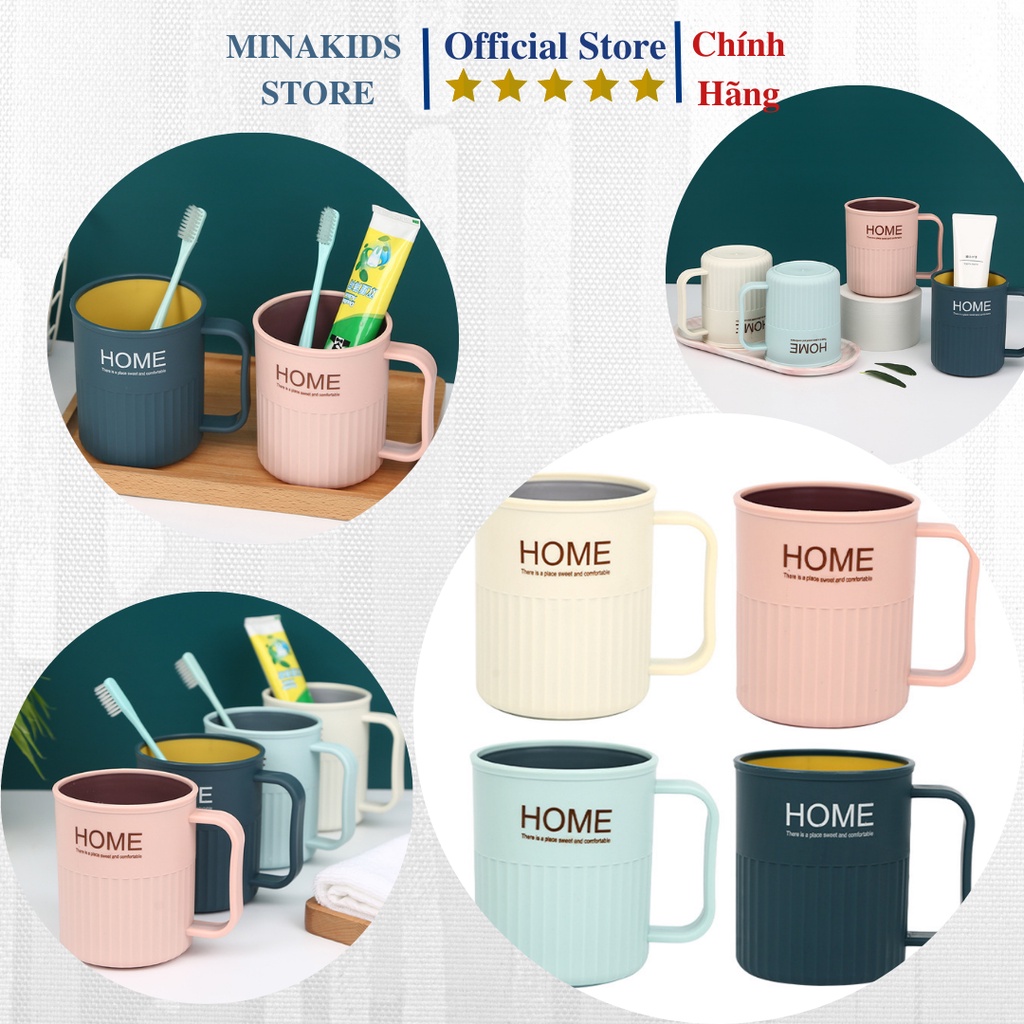 Cốc đánh răng chữ Home cao cấp có quai