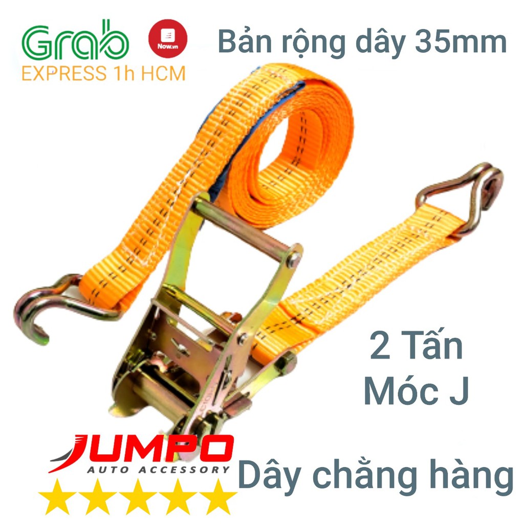 [Jumpo] Dây cảo chằng hàng tăng đơ 35mm  có móc J tải 2000kg [nhiều size]