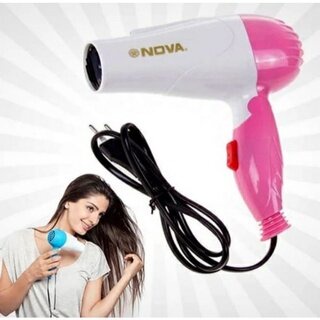 Máy sấy tóc Nova hair dryer gấp gập gọn mini du lịch nhỏ gọn giá rẻ 1000w màu hồng xanh sấy nóng khô tóc, giày, quần áo