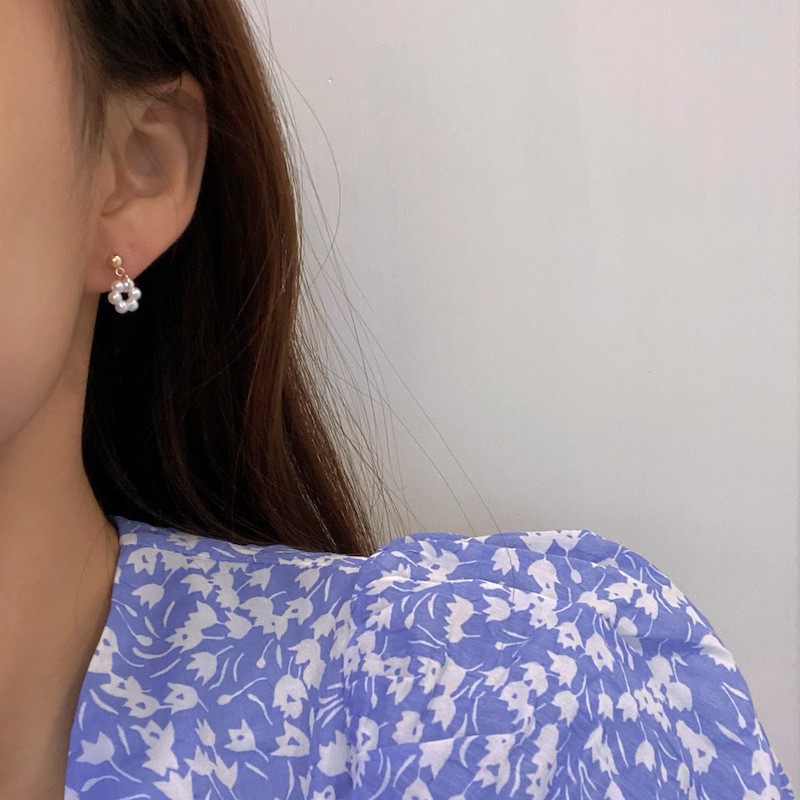 Bông Tai Mạ Bạc 925 Hình Mắt Mèo Đính Ngọc Trai Đơn Giản Cho Nữ