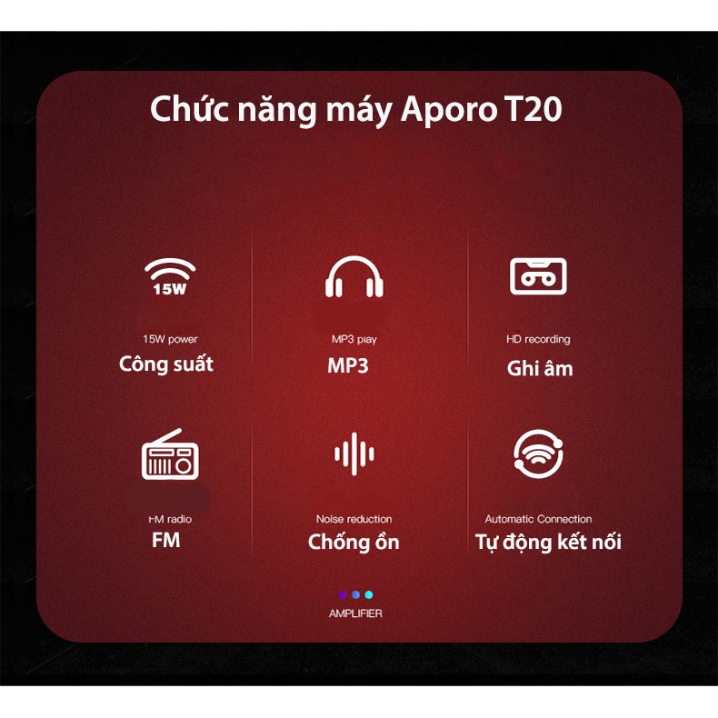 Máy trợ giảng Aporo T9 UHF bluetooth 4.0 ( tặng 1 túi đựng )