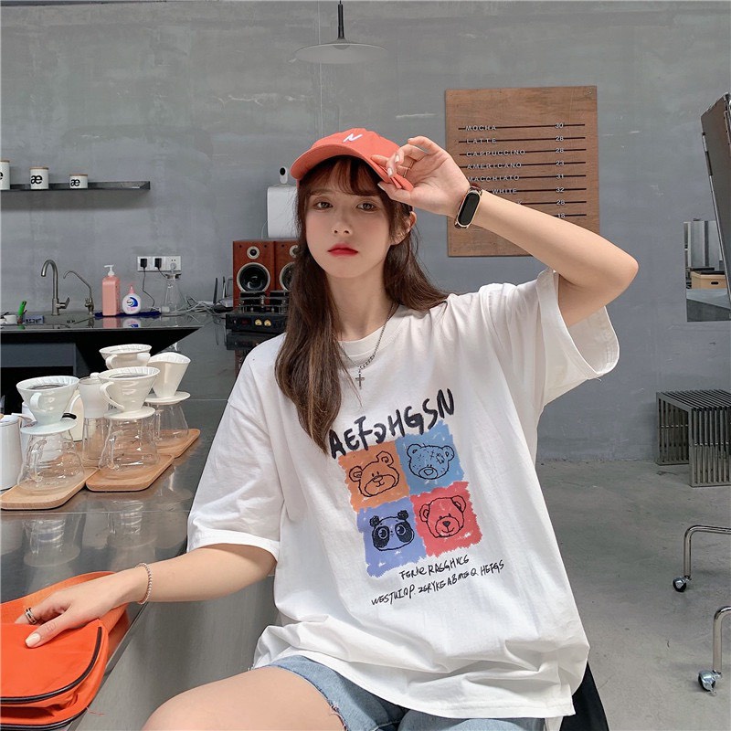 Áo Thun Nam Nữ Tay Lỡ Form Rộng In Hình Thú Cartoon Ulzzang ATV15