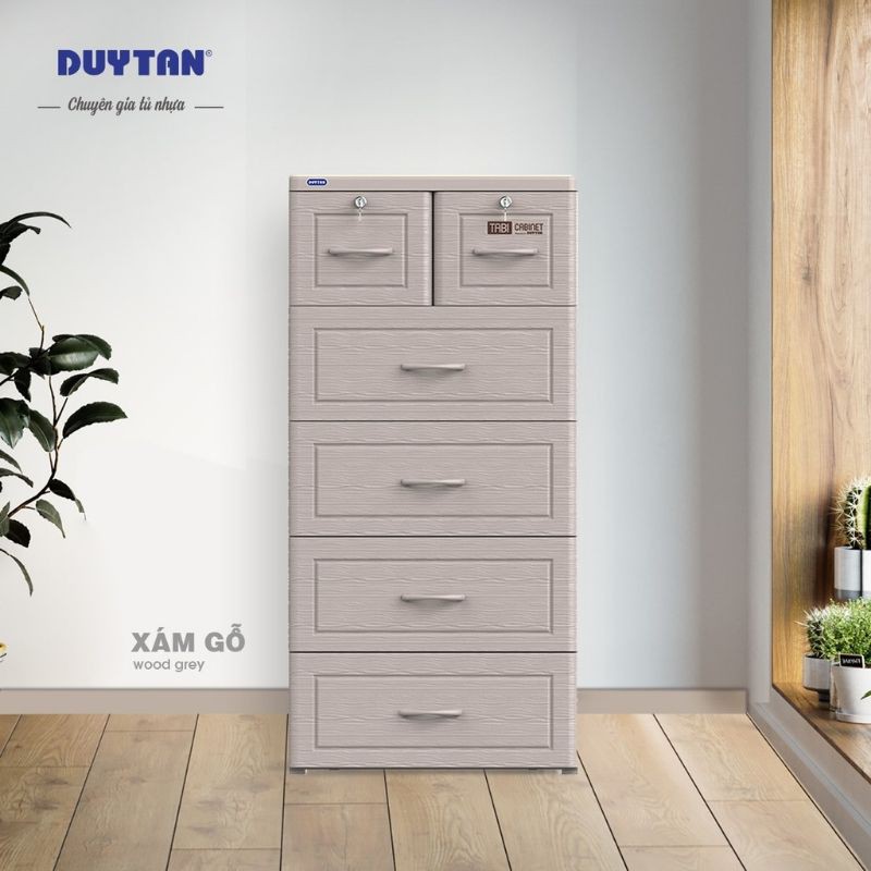 TỦ NHỰA VÂN GỖ 5 TẦNG 6 NGĂN DUY TÂN 60*48*124cm ( nguyên thùng chưa lắp)