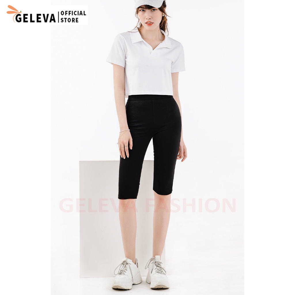 Quần legging lửng ngố nữ vải Umi Hàn Cao cấp dày dặn co dãn Geleva LEG427