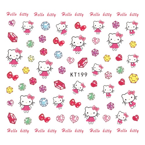 Miếng dán móng tay 3D hình mèo Kitty dễ thương dành cho trẻ em