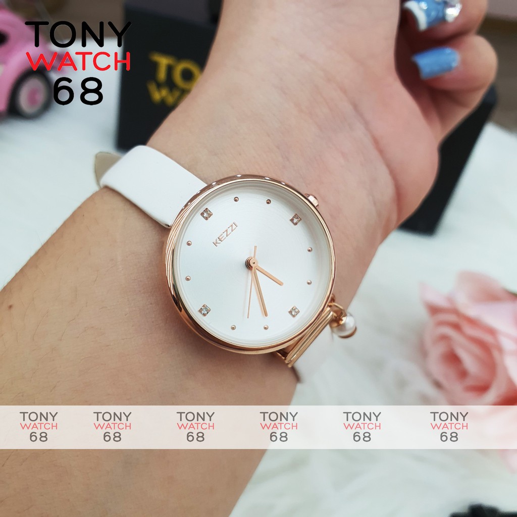 Đồng hồ nữ Kezzi kim rốn dây da chống nước chính hãng Tony Watch 68