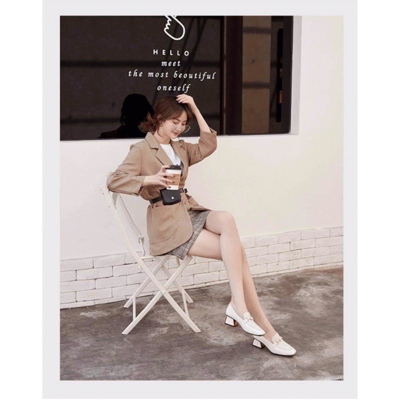 GIÀY LOAFER GÓT VUÔNG 5P ĐÍNH NGỌC