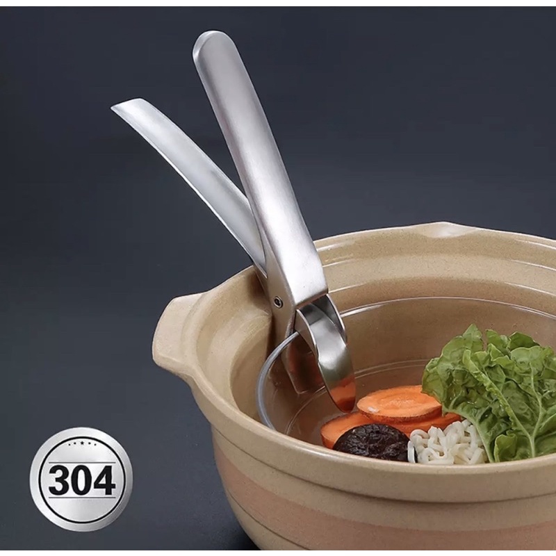 Dụng cụ kẹp gắp Tô/ Dĩa chống nóng inox 304 thép không gỉ