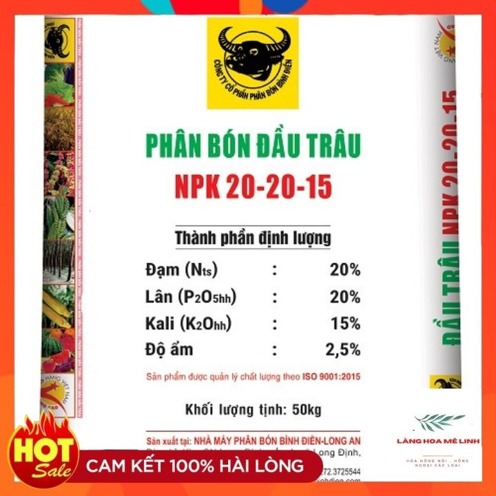 1KG  Phân bón Đầu Trâu NPK 20-20-15[✊KÍCH THÍCH TĂNG TRƯỞNG✊]chuyên cho hoa, cây cảnh giúp cây ra hoa, hoa đẹp, lâu tàn.