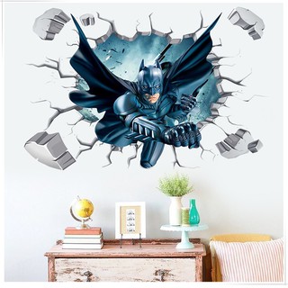 Decal Dán Tường Tranh 3D Người Dơi- decal batman có keo sẵn dễ dàng dán tại nhà