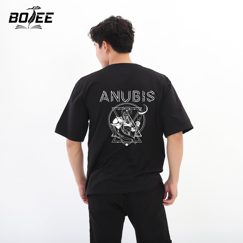 Áo thun phản quang ANUBIS oversize form rộng unisex tay lỡ màu đen