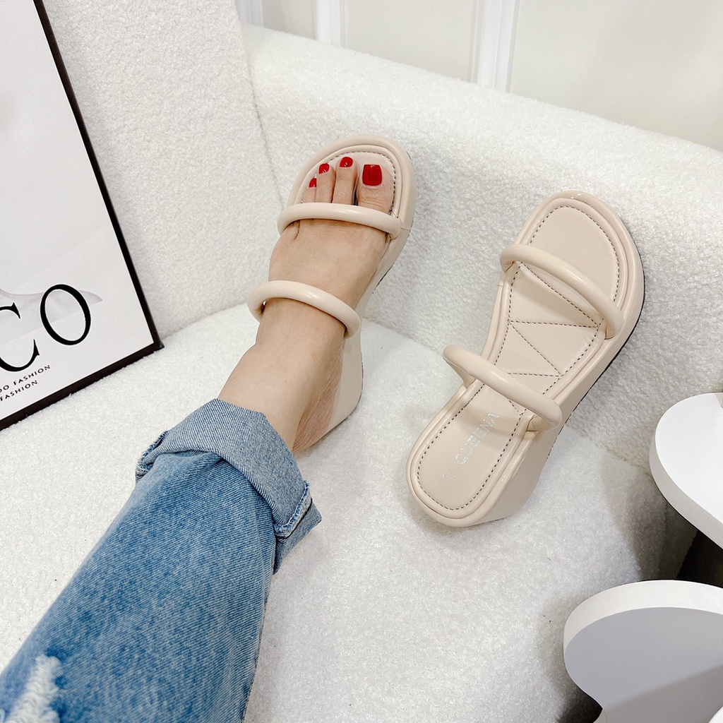 Dép xuồng nữ 8p quai ngang ống mềm êm siêu HOT chất da xịn mịn hàng đẹp y hình - Chị Chảnh Store