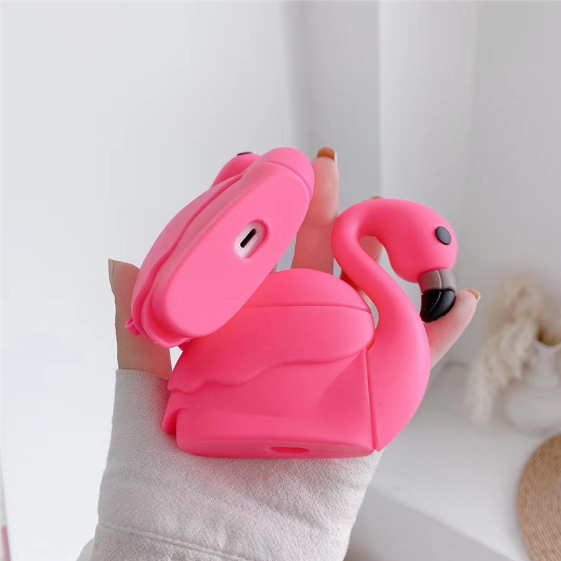 Ốp Bảo Vệ Hộp Đựng Tai Nghe Airpods 2 / 3 Hình Chim Hồng Hạc Xinh Xắn