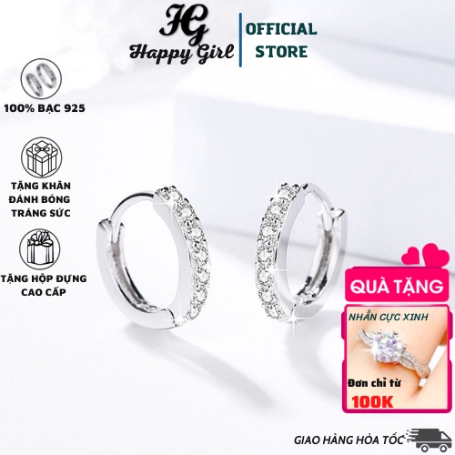 Khuyên tai nữ tròn, bông tai nữ cá tính chất liệu bạc 925 sang trọng - Happy Girl