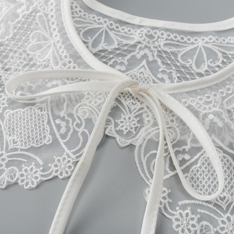 Cổ áo sơ mi giả có thể tháo rời phong cách pháp cho nữ dệt organza