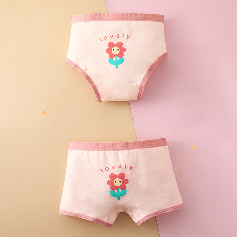 Set 3 Quần Lót Vải Cotton Thoáng Khí In Họa Tiết Tươi Tắn Phong Cách Hàn Quốc Thời Trang Hè Cho Bé Gái