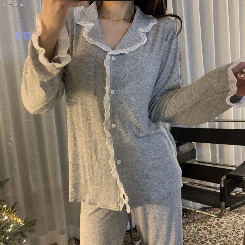Bộ đồ ngủ pijama 2 mảnh dài tay đơn giản và ngọt ngào thời trang mặc nhà cho nữ | BigBuy360 - bigbuy360.vn