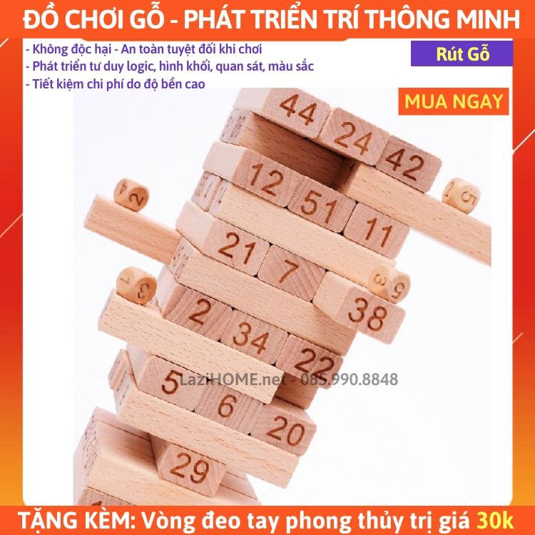 [MUA 1 ĐƯỢC 2] do choi tre em, đồ chơi trẻ em RÚT GỖ Lazi HOME - Tặng kèm vòng đeo tay phong thủy trị giá 30k