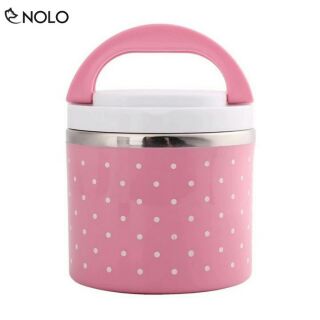 Hộp cơm giữ nhiệt một ngăn chấm bi