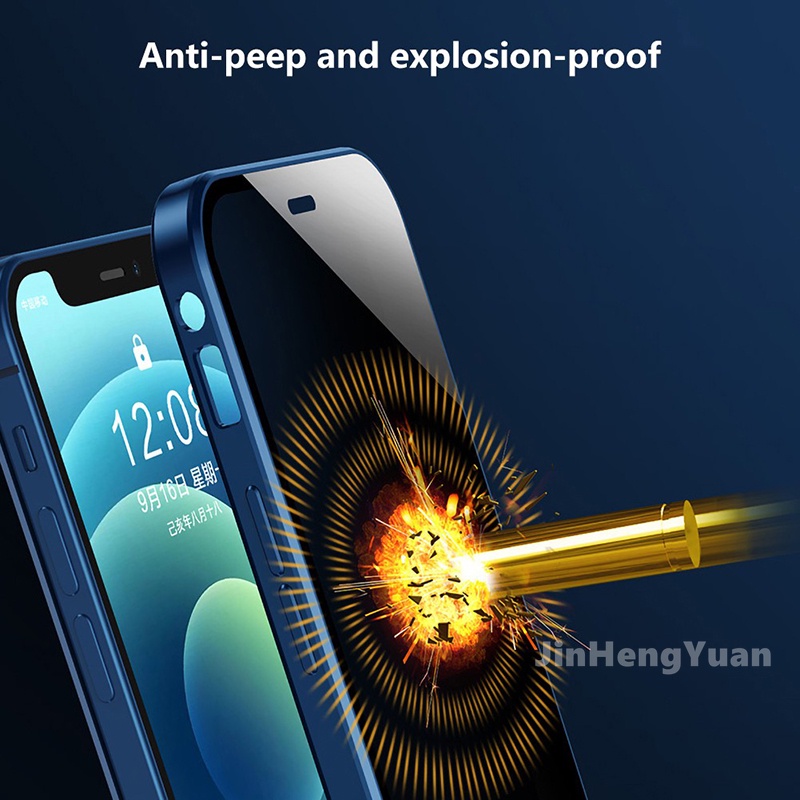Ốp Điện Thoại Kính Cường Lực Hai Mặt Viền Kim Loại Nam Châm Chống Chói Cho IPhone 11 13 12 XS Pro MAX 7 8 Plus XR